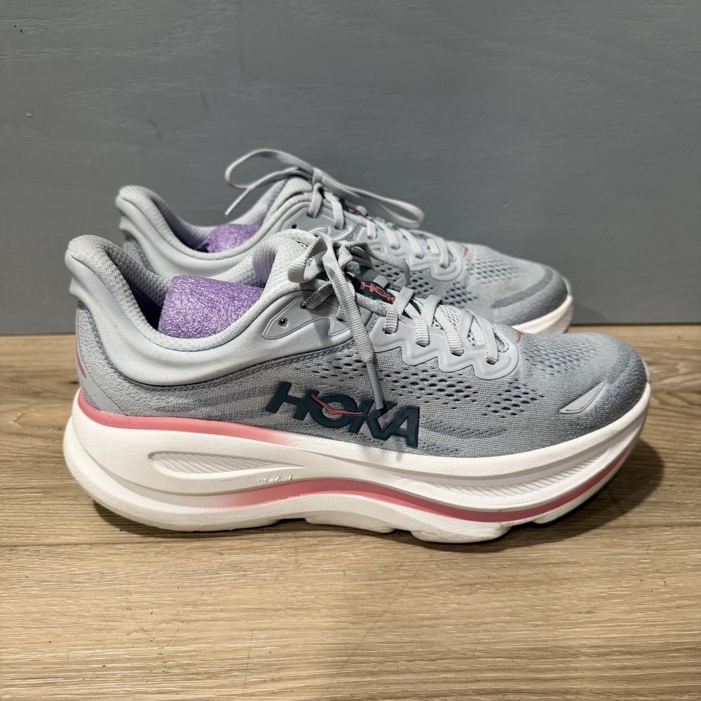 Hoka One One Bondi 9 Womens Mesh Lace Up Sneaker 9B Mineral Blue 1162012-MBLW